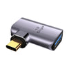10 Gbps USB Female to USB-C/Type-C Male Magnetic Side Bend Charging Adapter (Silver)
