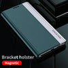 For Samsung Galaxy S21+ 5G Side Electroplated Magnetic Ultra-Thin Horizontal Flip Leather Case with Holder(Silver)