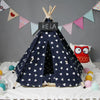 Large Cat Tent Kennel, Wooden Frame, Washable, Navy, 60x60x70cm