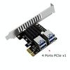 PCIE To PCI-E4 Port USB3.0 Expansion Card Graphics Card Extension(Half High Baffle)