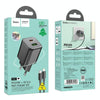 hoco N41 Almighty PD20W Type-C + QC3.0 USB Charger with Type-C to 8 Pin Cable, EU Plug(Black)