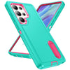 For Samsung Galaxy S25 Ultra 5G Rugged PC Hybrid Silicone Phone Case with Holder(Light Green+Rose Red)