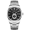 HELEI H9009B-G Night Light Waterproof Men Quartz Watch(Silver Black)