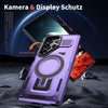 For Samsung Galaxy S23 5G Shield Hollow Frame Holder MagSafe Phone Case(Purple)