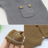 Newborn Photography Clothing Baby Knitted Jumpsuit + Hat + Mouse Doll Three-Piece Set(Grey)