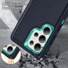 For Samsung Galaxy S25 Ultra 5G Rugged PC Hybrid Silicone Phone Case with Holder(Dark Blue+Light Green)