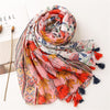 180 X 85cm  Women Cotton And Linen Scarf Retro Splicing Bohemian Printed Silk Shawl SL2008-005 Pink