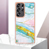 For Samsung Galaxy S25 Ultra 5G Electroplating Marble Pattern Dual-side IMD TPU Shockproof Phone Case(Green 004)
