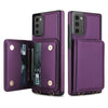 For Samsung Galaxy Note20 Crossbody Dual-buckle Wallet RFID Back Leather Phone Case(Dark Purple)