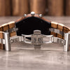 D21 Men Wooden Strap Stainless Steel Luminous Waterproof Watch(Black)