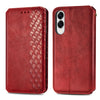 For Samsung Galaxy S25 Edge 5G Cubic Grid Pressed Magnetic Leather Phone Case(Red)