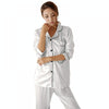 Ladies Silk Long Sleeve Pants Pajama Set, Size: XXXXXL(White Open Buckle)