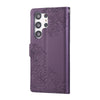 For Samsung Galaxy S23 Ultra 5G Rose Flower Embossed 3-Card Slots Leather Phone Case(Deep Purple)