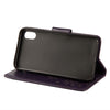 For iPhone XR Embossed Butterfly Pattern Horizontal Flip Leather Case with Card Slot & Holder & Wallet & Lanyard (Dark Purple)