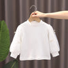 Girls Bottoming Shirt Cotton Yarn Sleeve Stand-Up Collar Tops, Size: 100 Yards(White)