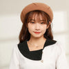 Autumn Winter Embroidered Warm Wool Hat Outdoor Leisure Ladies Beret, Size: One Size(Black)