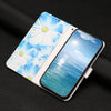 For Samsung Galaxy S25 Ultra 5G Colored Drawing Marble Pattern Leather Phone Case(Blue Flower)