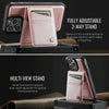 For iPhone 15 Pro Max AutSpace A12 MagSafe Magnetic RFID Card Bag Phone Case(Rose Gold)
