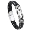 Simple Alloy Magnetic Clasp Leather Bracelet Personalized Braided Bracelet, Style: Black 21cm