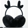 Antler Plush Earmuffs Winter Warm Fashion Retractable Ear Warmer One Size(Black)