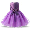 Purple Girls Sleeveless Rose Flower Pattern Bow-knot Lace Dress Show Dress, Kid Size: 130cm