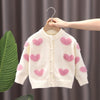 Girls Love Sweater Cardigan Autumn and Winter Knitted Sweater Jacket, Size: 110cm(Beige)