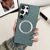 For Samsung Galaxy S25 Ultra 5G Magsafe Magnetic Ring Cloth Texture Phone Case(Green)