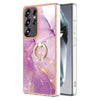 For Samsung Galaxy S25 Ultra 5G Electroplating Marble IMD TPU Phone Case with Ring Holder(Purple 001)