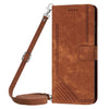 For Xiaomi Redmi K70 / K70 Pro Skin Feel Stripe Pattern Leather Phone Case with Long Lanyard(Brown)