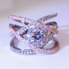 Rose Gold-plated Color Separation Ring Creative Cross Zircon Engagement Ring(6)