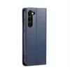 For Samsung Galaxy S25+ 5G Fierre Shann PU Genuine Leather Texture Phone Case(Blue)