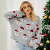 Autumn and Winter Christmas Ladies Sweater Sheath Knit Top, Size: XL(Grey)