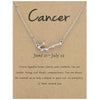 12 Zodiac Signs With Diamonds Necklace Card Rhinestones Collarbone Chain Pendant, Style: Cancer Silver