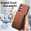 For Samsung Galaxy A15 Twill Fabric Leather Vertical Flip RFID Card Bag Phone Case(Brown)