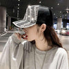 Rhinestone Personality Cap Women Spring And Summer Baseball Cap All-Match Hat, Size:M56-58cm(White)