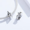 S925 Sterling Silver Relief Number Series 0-9 Beads DIY Bracelet Necklace Accessories, Style:1