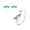 S925 Sterling Silver Platinum Plated Firefly Luminous Ring Earrings, Specification: Ring