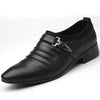Men Set Business Dress Shoes PU Leather Pointed Toe Oxfords Shoes, Size:45(Black)