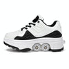 DF09 Children Runaway Sports Shoes Four-wheel Retractable Roller Skates, Size:35(Black White)