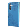 For Samsung Galaxy A54 5G Rose Flower Embossed 3-Card Slots Leather Phone Case(Blue)