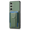 For Samsung Galaxy A36 Carbon Fiber Fold Stand Elastic Card Bag Phone Case(Green)