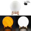 18cm Touch Control 3D Print Jupiter Lamp, USB Charging 2-Color Changing Energy-saving LED Night Light with Wooden Holder Base