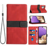 For Samsung Galaxy A13 4G / 5G Grid Stitching Leather Phone Case with Lanyard(Red)