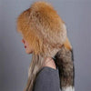 Silver Fox Ladies Winter Thick Warm Fox Fur Bomber Hat with Tail, Size:52-60cm