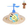 Pet Straw Hat with Dragonfly, Bee, M, Cat/Dog