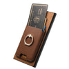 For Samsung Galaxy S23 Ultra 5G Retro Cross Leather Ring Vertical Insert Card Bag MagSafe Phone Case(Brown)
