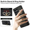 For Samsung Galaxy S25 Ultra 5G Ring Holder Card Bag Skin Feel Phone Case(Black)