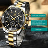 OLEVS 2870 Men Multifunctional Chronograph Three Eyes Waterproof Quartz Watch(Black + Gold)