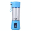 USB Rechargeable Electric Automatic Vegetable Fruit Citrus Orange Juice Maker Cup Mixer Bottle (380ML)(4 Blades Blue)