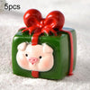 5pcs Christmas Micro Landscape Snowscape Decoration Accessories Christmas Resin Ornament, Style: No.7 Pig Face Green Red Gift Box